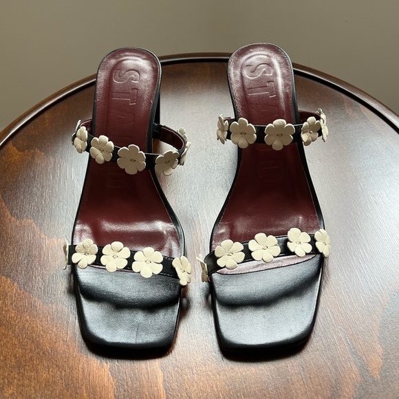 New Staud Y2K Leather Floral Strap Heel Sandals | NWOT - Picture 2 of 7
